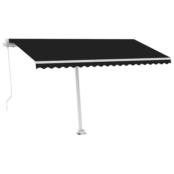 vidaXL Ročno zložljiva tenda z LED lučmi 400x350 cm antracitna