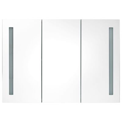 vidaXL LED kopalniška omarica z ogledalom 89x14x62 cm siva
