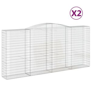 vidaXL Obokana gabionska ko&scaron;ara 2 kosa 400x50x180/200cm cinkano železo
