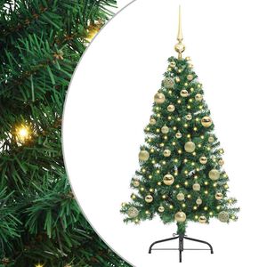 vidaXL Umjetna preddekorirana božićna jelka Zelena 120 cm PVC