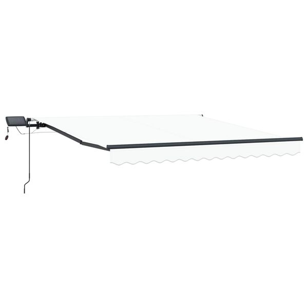 vidaXL Retraktilna tenda z LED lučmi Bela 300 x 250 cm blago