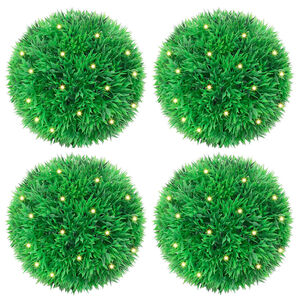 vidaXL Umetni pu&scaron;pani okrogli z LED lučmi 4 kosi zelene 12 cm