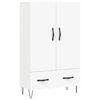 vidaXL Visoka omara bela 69,5x31x115 inženirski les