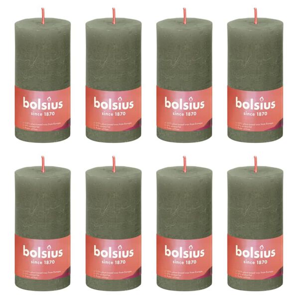 Bolsius Rustikalne stebričaste sveče Shine 8 kosov 100x50 mm