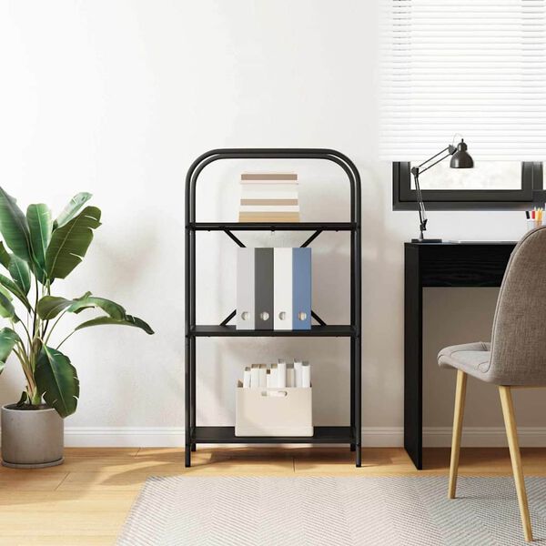 vidaXL Knjižna polica Črna Orehovina 60 x 30 x 109 cm Konstruiran les