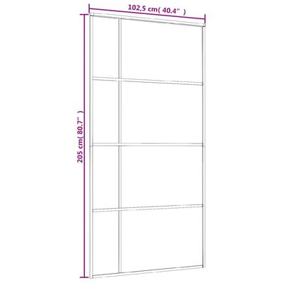 vidaXL Drsna vrata mlečno ESG steklo in aluminij 102,5x205 cm črna