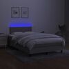 vidaXL Box spring postelja z vzmetnico LED sv. siva 120x190 cm blago