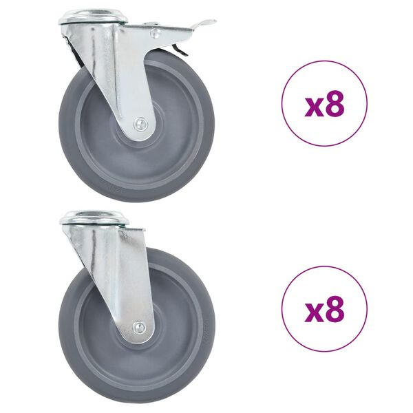 vidaXL Gibljiva kolesa z luknjami za sornik 16 kosov 125 mm