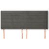 vidaXL Vzglavje z u&scaron;esi temno sivo 203x16x118/128 cm žamet