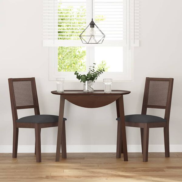 vidaXL Jedilni stoli z blazinami 2 kosa Brown Solid Wood Rubber