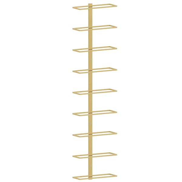 vidaXL Stensko stojalo za vino za 9 steklenic zlato železo