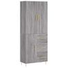 vidaXL Visoka komoda siva sonoma 69,5x34x180 cm inženirski les