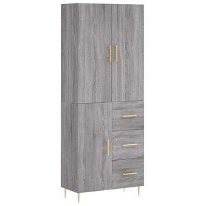 vidaXL Visoka komoda siva sonoma 69,5x34x180 cm inženirski les