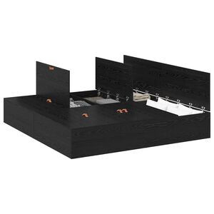 vidaXL Postelja z dodatnim prostorom za shranjevanje Črna Orehovina