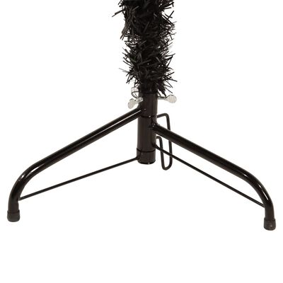 vidaXL Ozka umetna polovična novoletna jelka s stojalom črna 180 cm