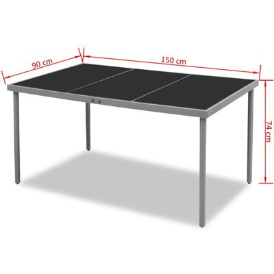 vidaXL Vrtna miza 150x90x74 cm črno jeklo