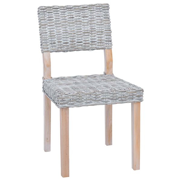vidaXL Jedilni stol 2 pcs Bela pranja 46 x 55 x 84 cm Kubu rattan