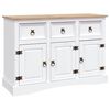vidaXL Komoda mehi&scaron;ka borovina Corona Range bela 132x43x78 cm
