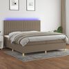 vidaXL Box spring postelja z vzmetnico LED taupe 200x200 cm blago