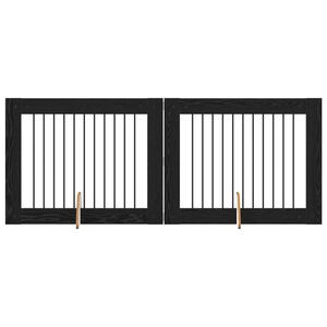 vidaXL Vrata za pse z stojali 2 pcs Črni hrast 100 x 80 cm