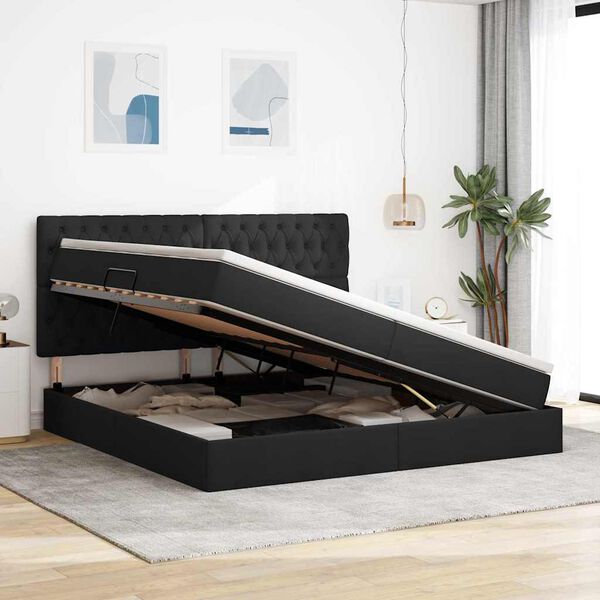 vidaXL Postelja z dodatnim prostorom za shranjevanje in LED osvetlitvijo