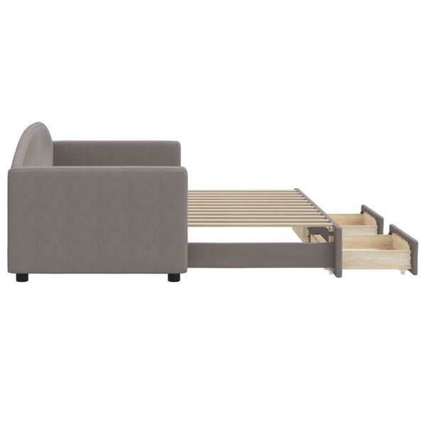 vidaXL Izvlečna dnevna postelja s predali taupe 80x200 cm blago