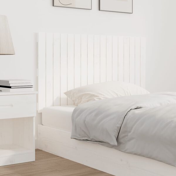 vidaXL Stensko posteljno vzglavje belo 108x3x60 cm trdna borovina