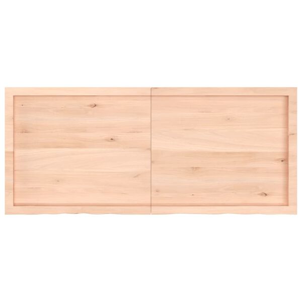 vidaXL Stenska polica 140x60x(2-6) cm neobdelana trdna hrastovina