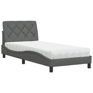 vidaXL Postelja z vzmetnico temno siva 80x200 cm blago