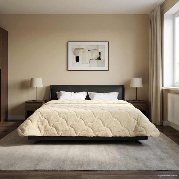 vidaXL Zimska posteljnina krema 220 x 240 cm Mikrofibra in Teddy flis