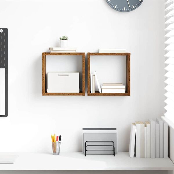 vidaXL Stenske police 2 pcs Star les 26 x 15 x 26 cm Konstruiran les