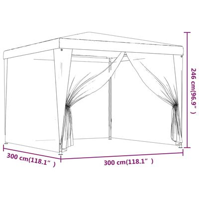 vidaXL Vrtni šotor s 4 mrežastimi stranicami zelen 3x3 m HDPE