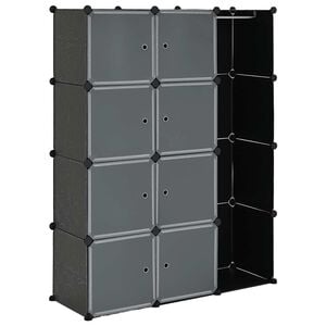 vidaXL Modularna omarica z 9 predelki 109x36,5x143 cm črno bela