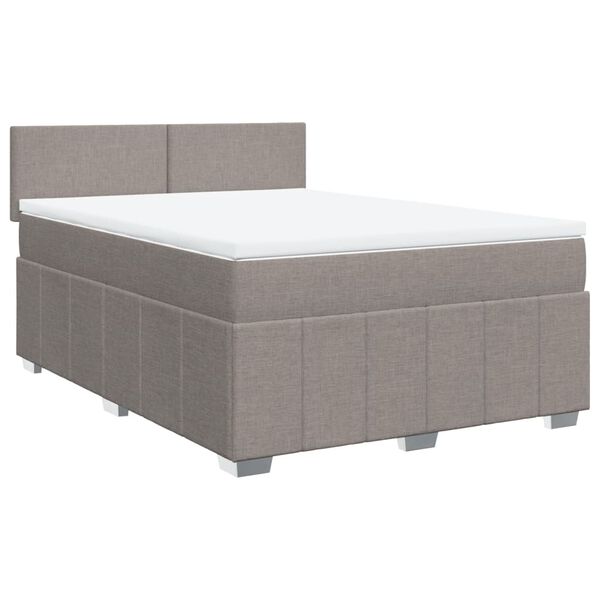 vidaXL Box spring postelja z vzmetnico taupe 140x200 cm blago