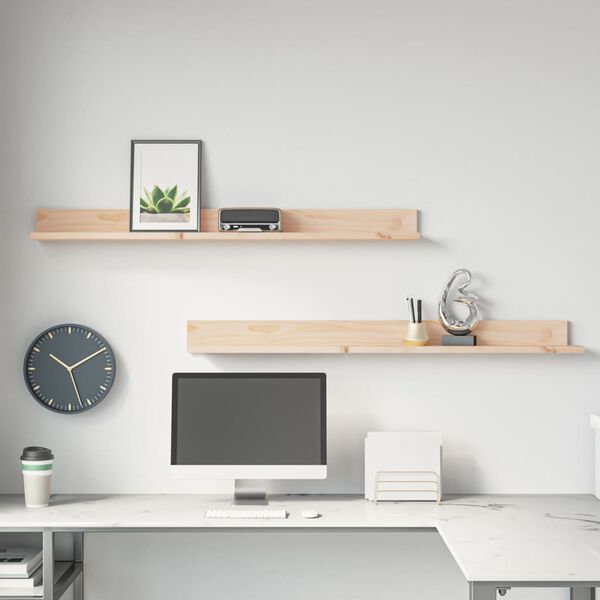 vidaXL Stenske police 2 kosa 110x11x9 cm trdna borovina