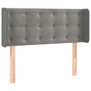 vidaXL Vzglavje z u&scaron;esi svetlo sivo 83x16x78/88 cm žamet