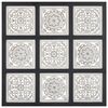 vidaXL Ročno izrezljani stenski panel MDF 60x60x1,5 cm črn in bel