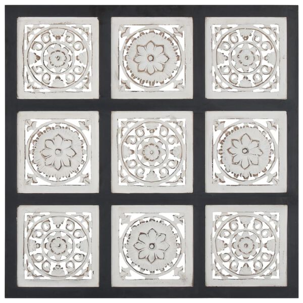 vidaXL Ročno izrezljani stenski panel MDF 60x60x1,5 cm črn in bel