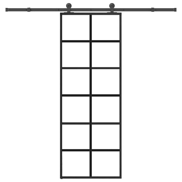 vidaXL Drsna vrata z opremo 76x205 cm ESG steklo in aluminij