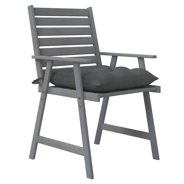 vidaXL Zunanji jedilni stoli z blazinami 4 kosi trden akacijev les