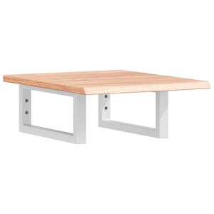 vidaXL Stenska polica za umivalnik jeklo in trdna hrastovina