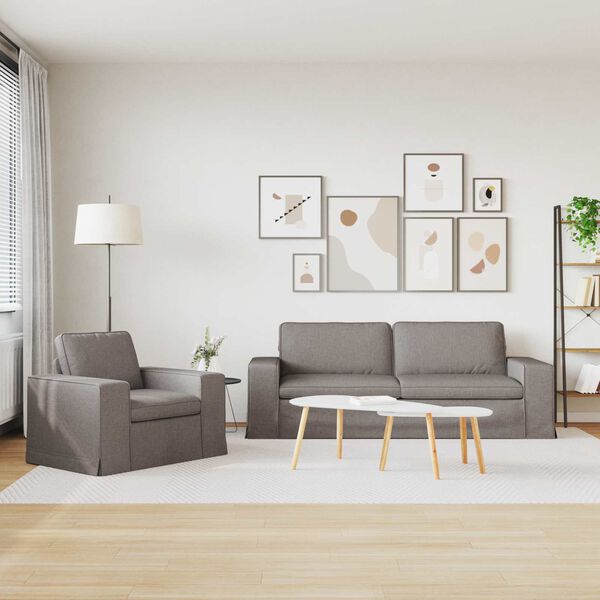 vidaXL Kavč 2 pcs Taupe 182 x 80 x 82 cm blago