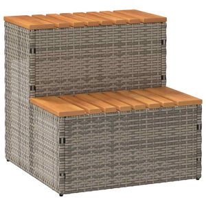 vidaXL Korak za masažno kad siv 50x50x50,5 cm poli ratan/trden akacija