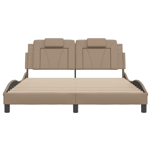 vidaXL Posteljni okvir brez vzmetnice Viana kapučino 160x200 cm umetno usnje