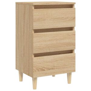 vidaXL Nočna omarica z lesenimi nogami sonoma hrast 40x35x69 cm
