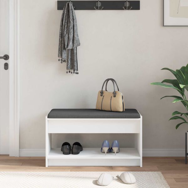 vidaXL Haldna klop Bela 83 x 38 x 45 cm Oblikovan Les in Tkanina