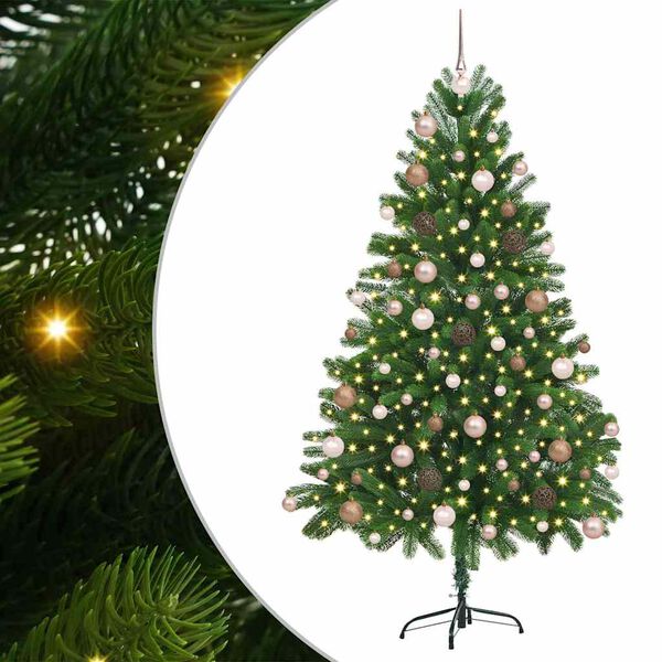 vidaXL Božično drevo med 300 LED z stojalom Zelena 180 cm PE