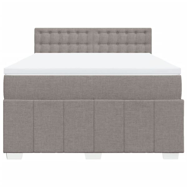 vidaXL Box spring postelja z vzmetnico taupe 140x190 cm blago
