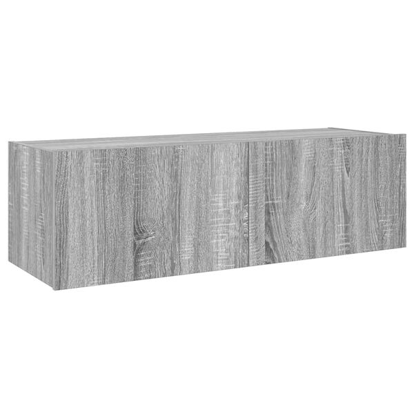 vidaXL Stenska TV omarica z LED lučkami siva sonoma 100x35x31 cm