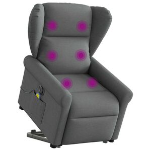 vidaXL Električni masažni naslanjač s funkcijo vstajanja temno siv